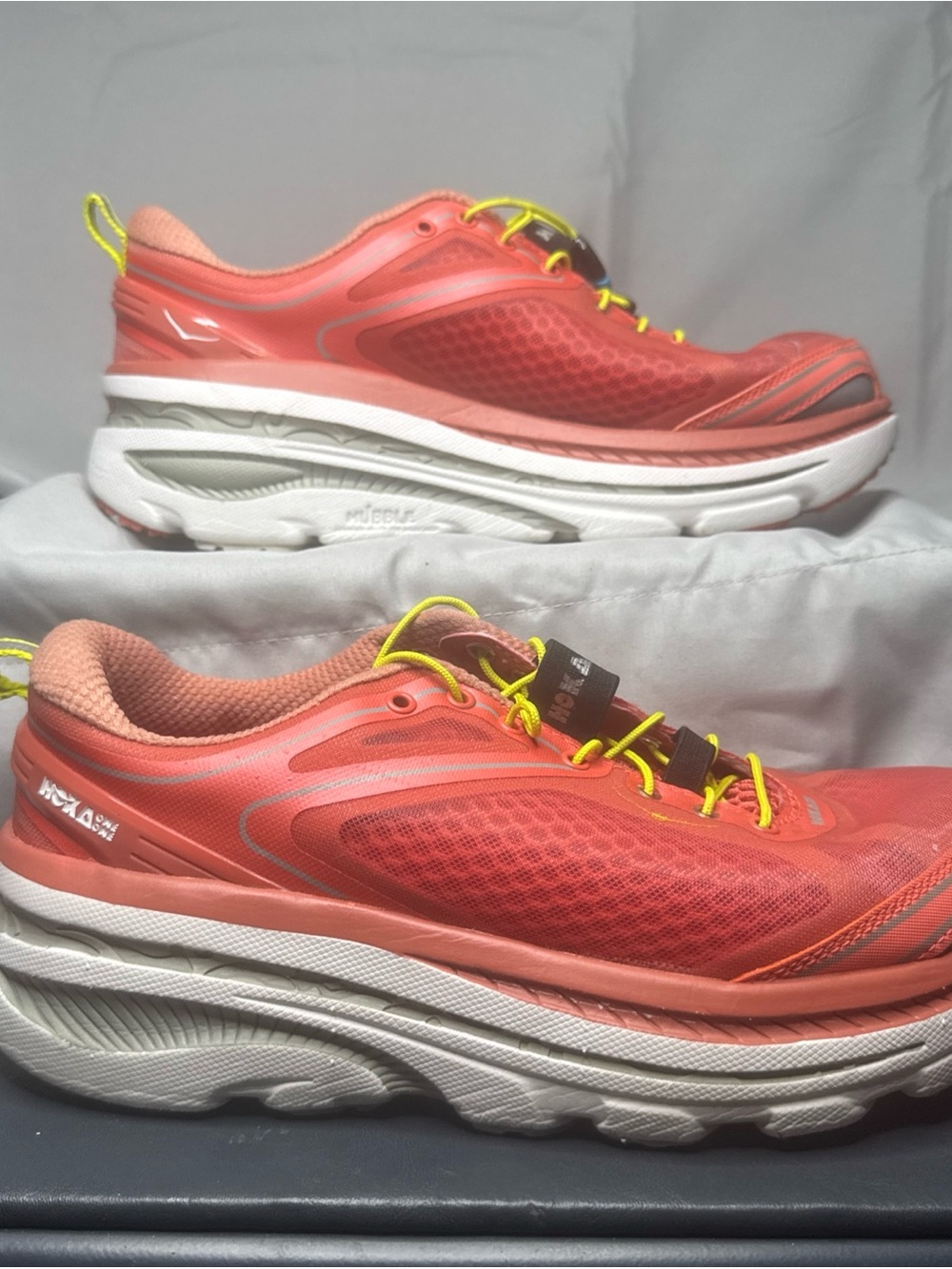Hoka One One Bondi 3 Womens Size 8.5 Orange Gray Athletic Running Shoes Sneakers